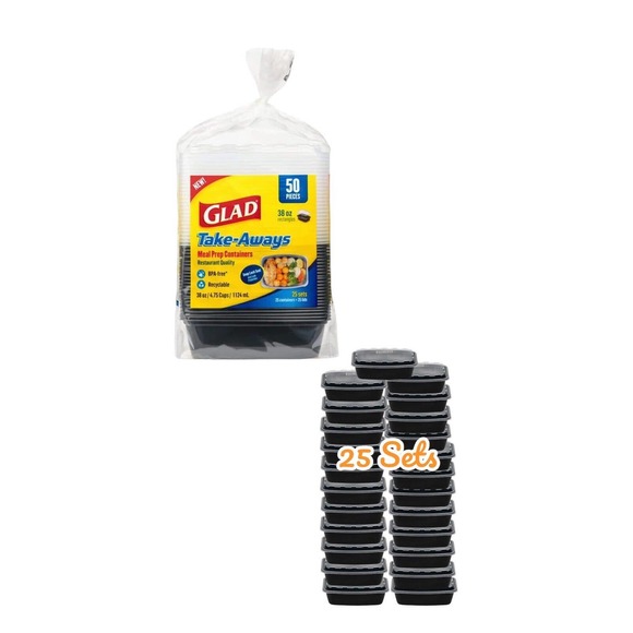 50 Pack Meal Prep 38 oz Containers Reusable Food Storage Plastic Lunch Box - Picture 1 of 6